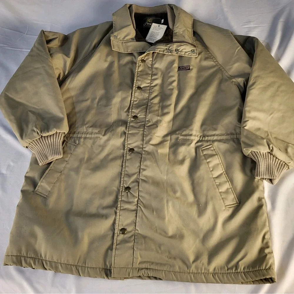 NWT Vtg KENT Seed Jacket Mens L Tan/Brown Faux Fur Lining Made In USA